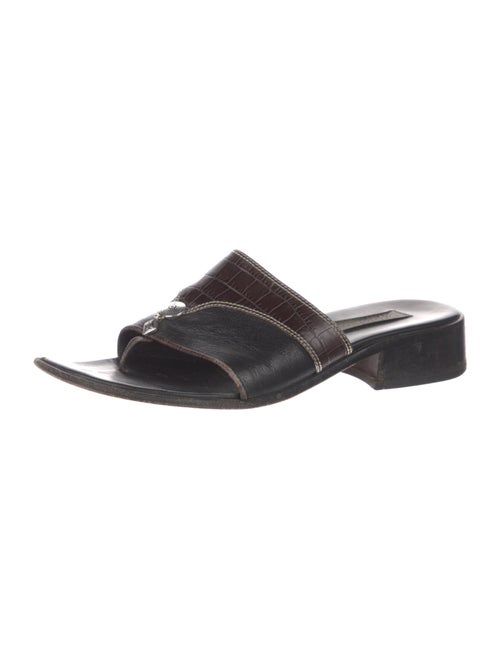Brighton Leather Colorblock Pattern Slides