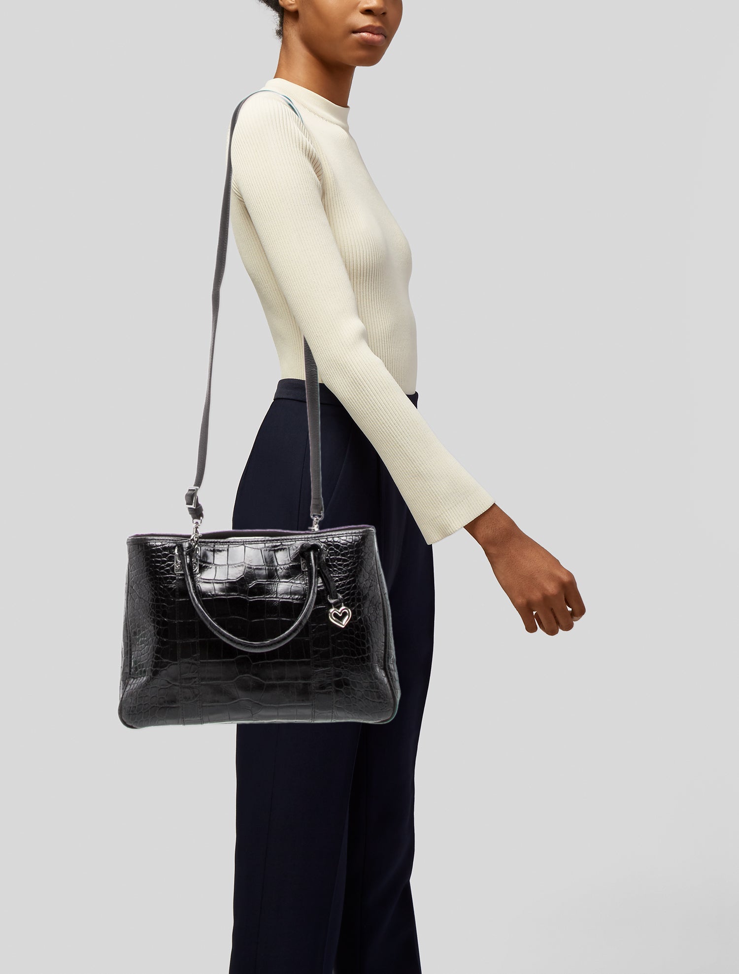 Brighton Embossed Leather Top Handle Bag