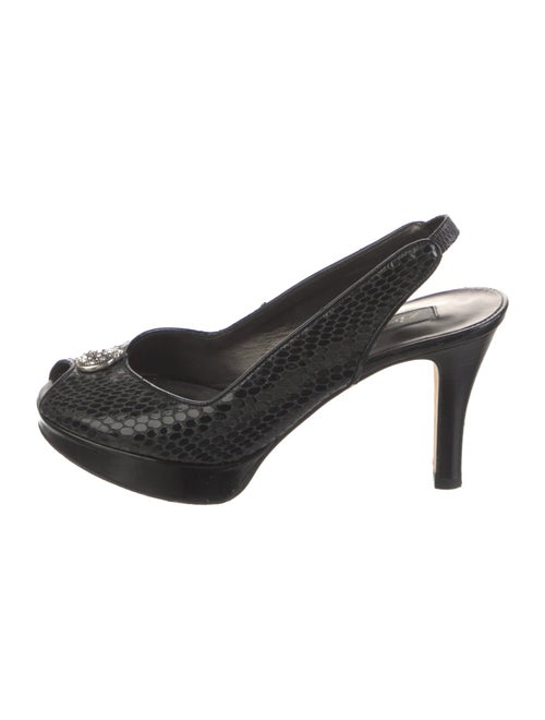Brighton Leather Crystal Embellishments Slingback Pumps
