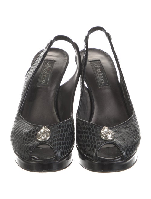 Brighton Leather Crystal Embellishments Slingback Pumps
