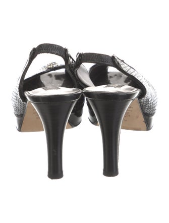 Brighton Leather Crystal Embellishments Slingback Pumps