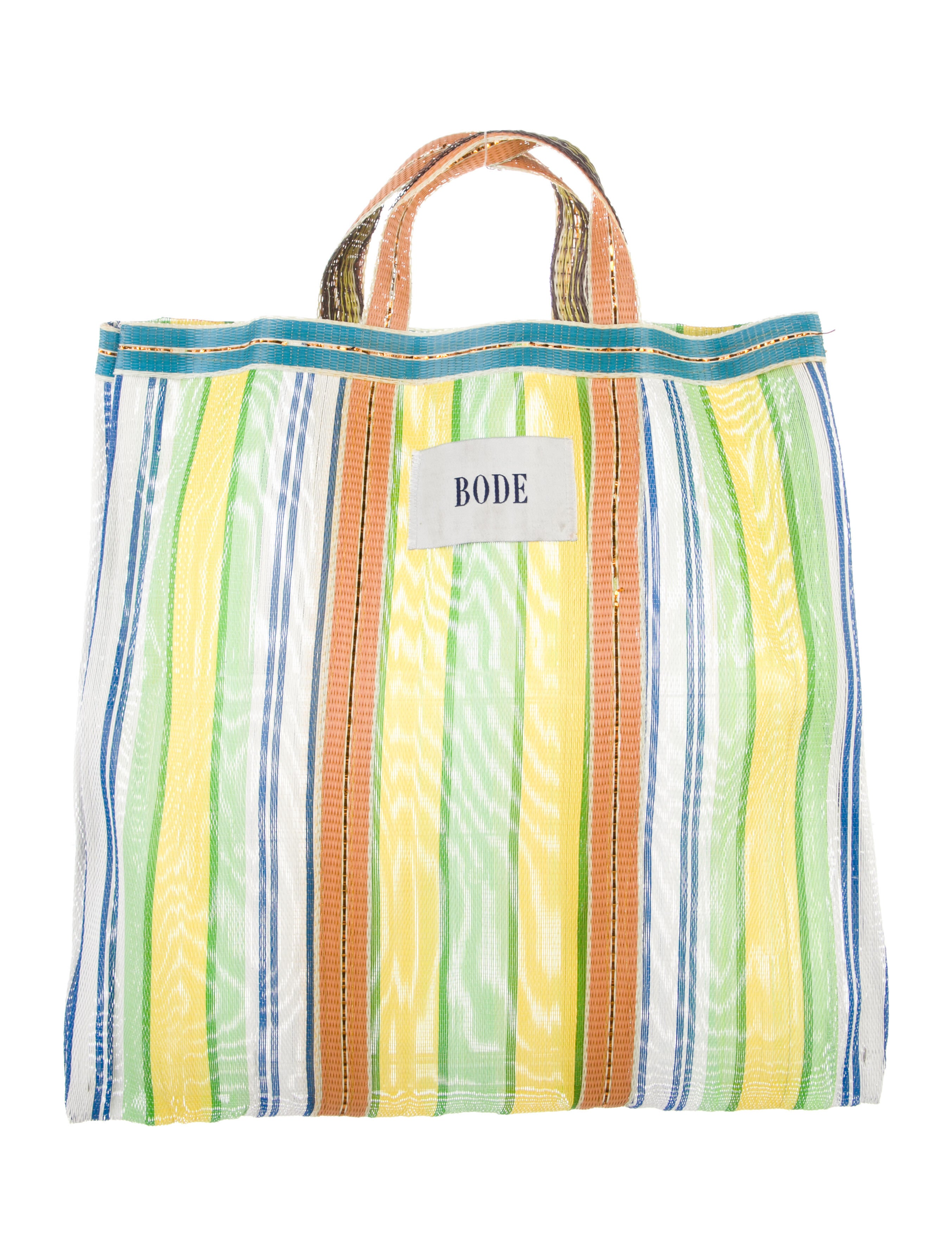 BODE Striped Raffia Tote Bag - Yellow Totes, Bags - WBODE20567