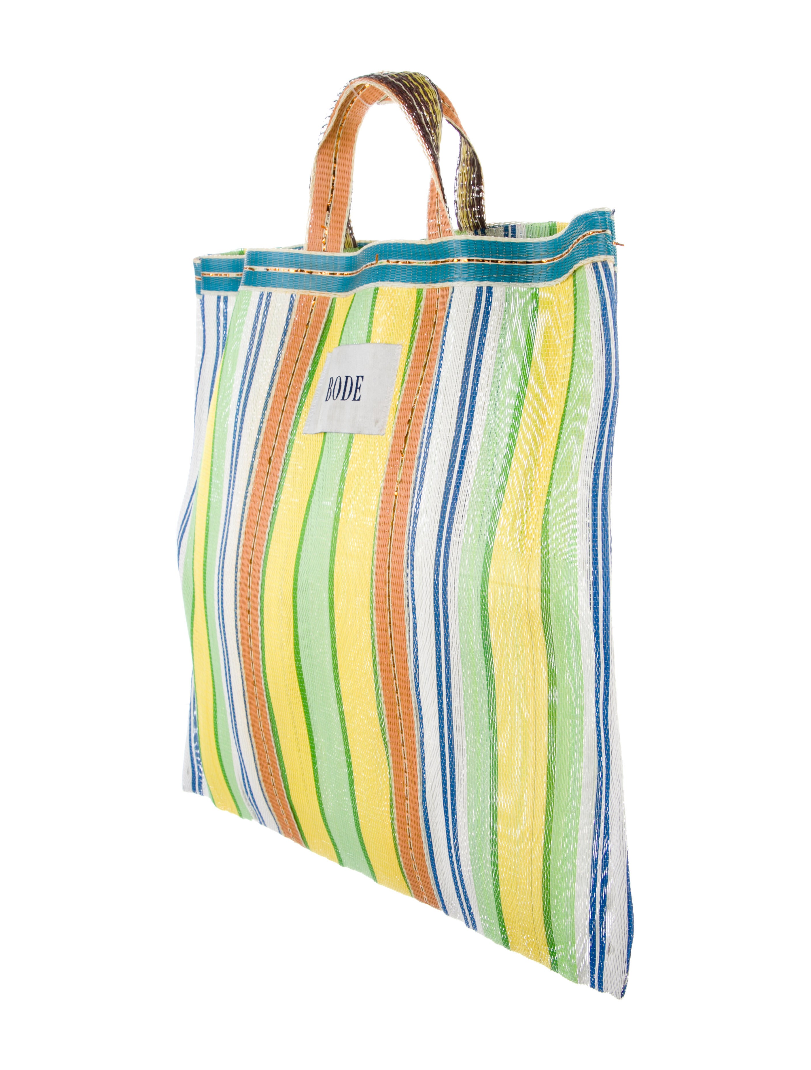 BODE Striped Raffia Tote Bag - Yellow Totes, Bags - WBODE20567
