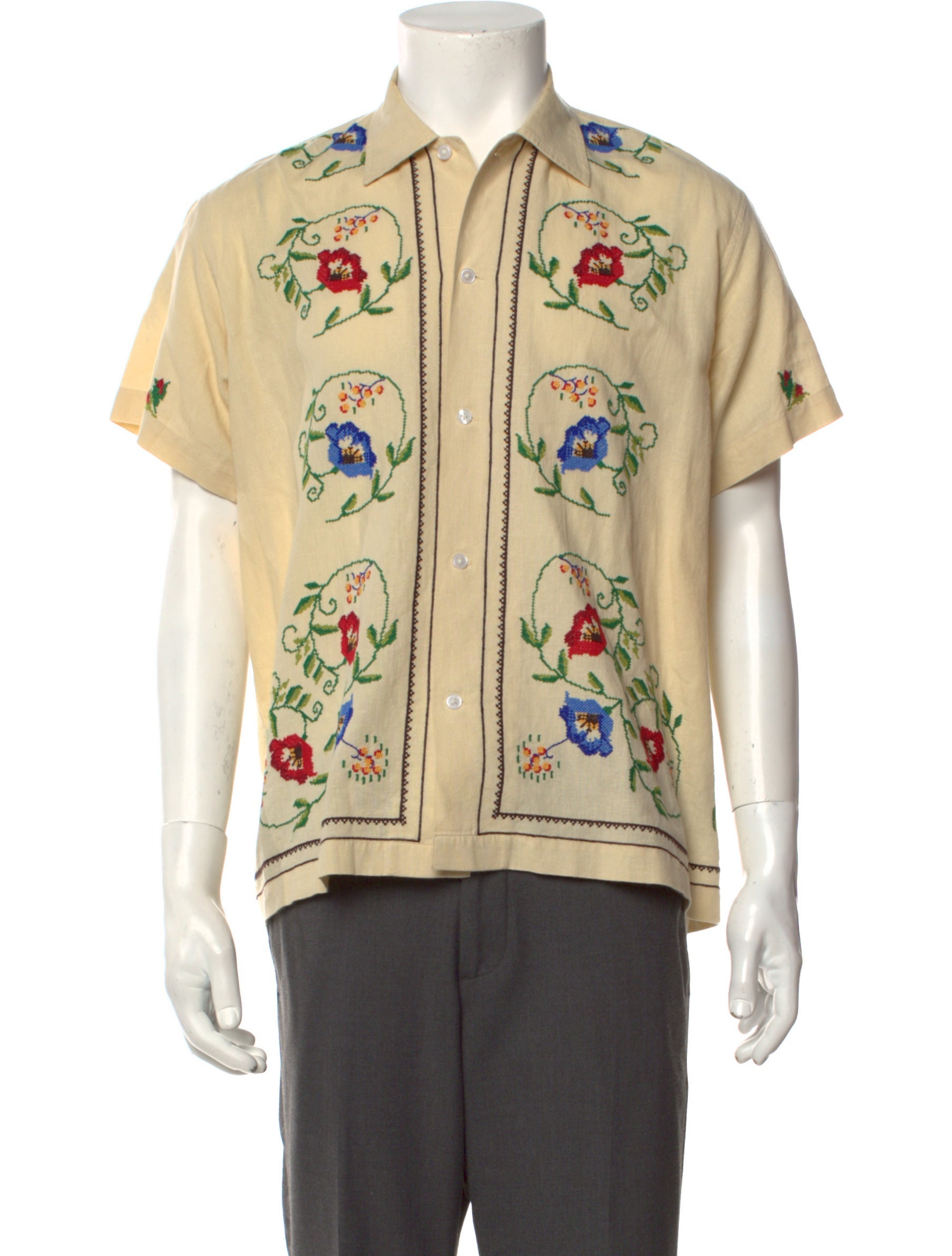 BODE Morning Glory Floral Print Shirt - Neutrals Casual Shirts 