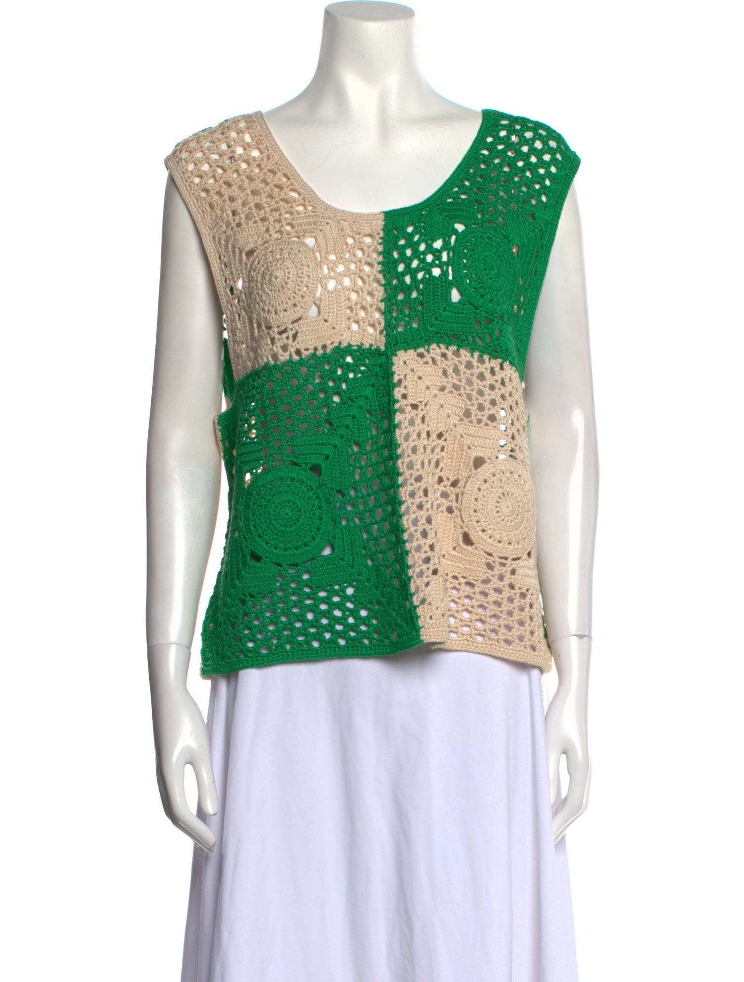 BODE Colorblock Pattern Scoop Neck Top