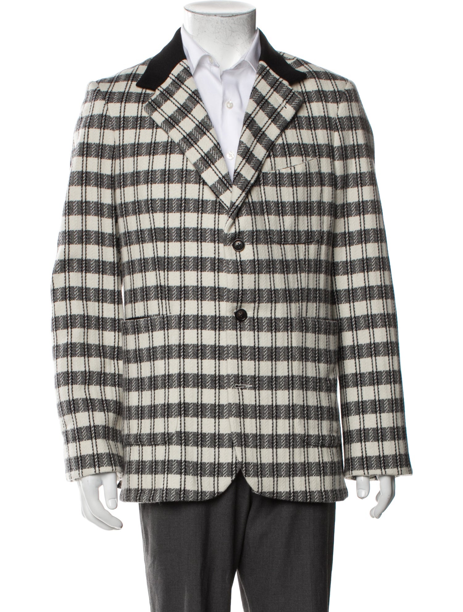 BODE Wool Plaid Print Blazer
