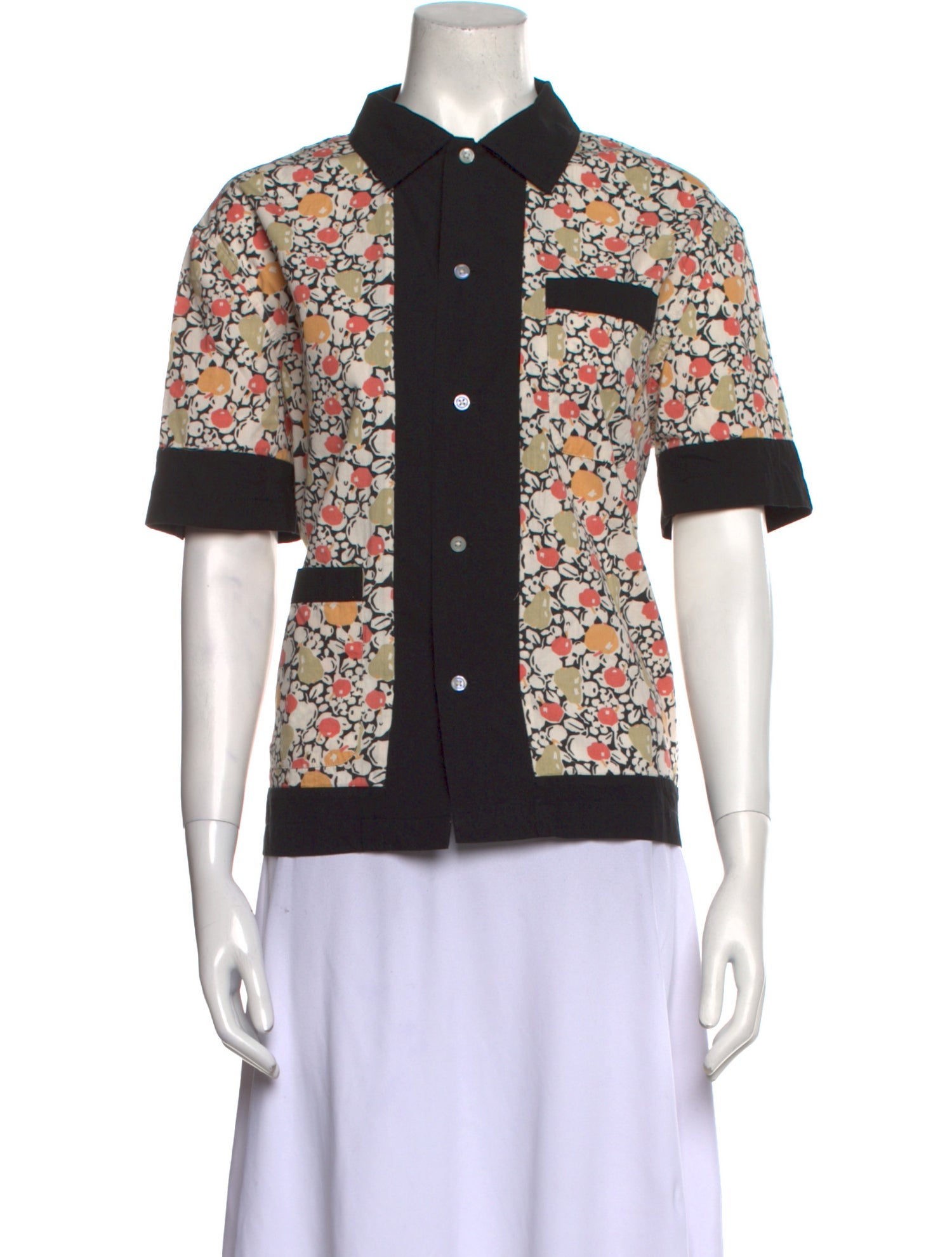 BODE Floral Print Short Sleeve Button-Up Top