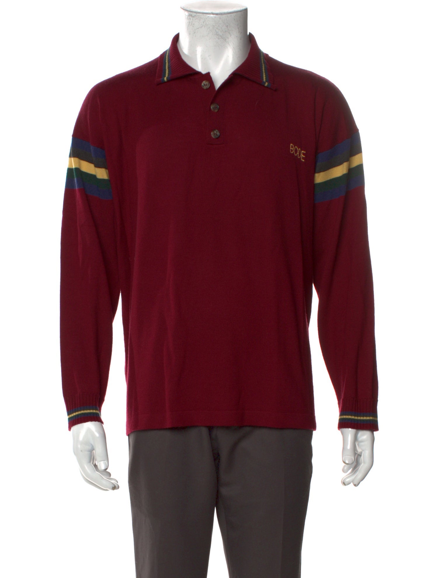 BODE Merino Wool Mock Neck Polo Sweater