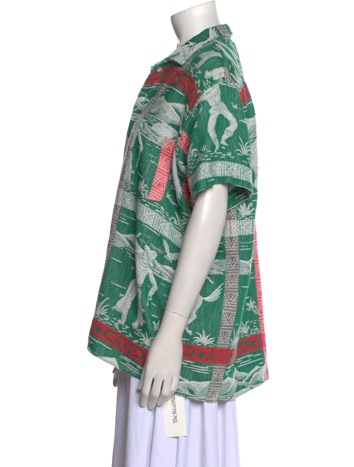 BODE Printed Short Sleeve Button-Up Top