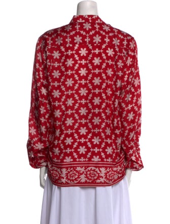BODE Silk Floral Print Button-Up Top