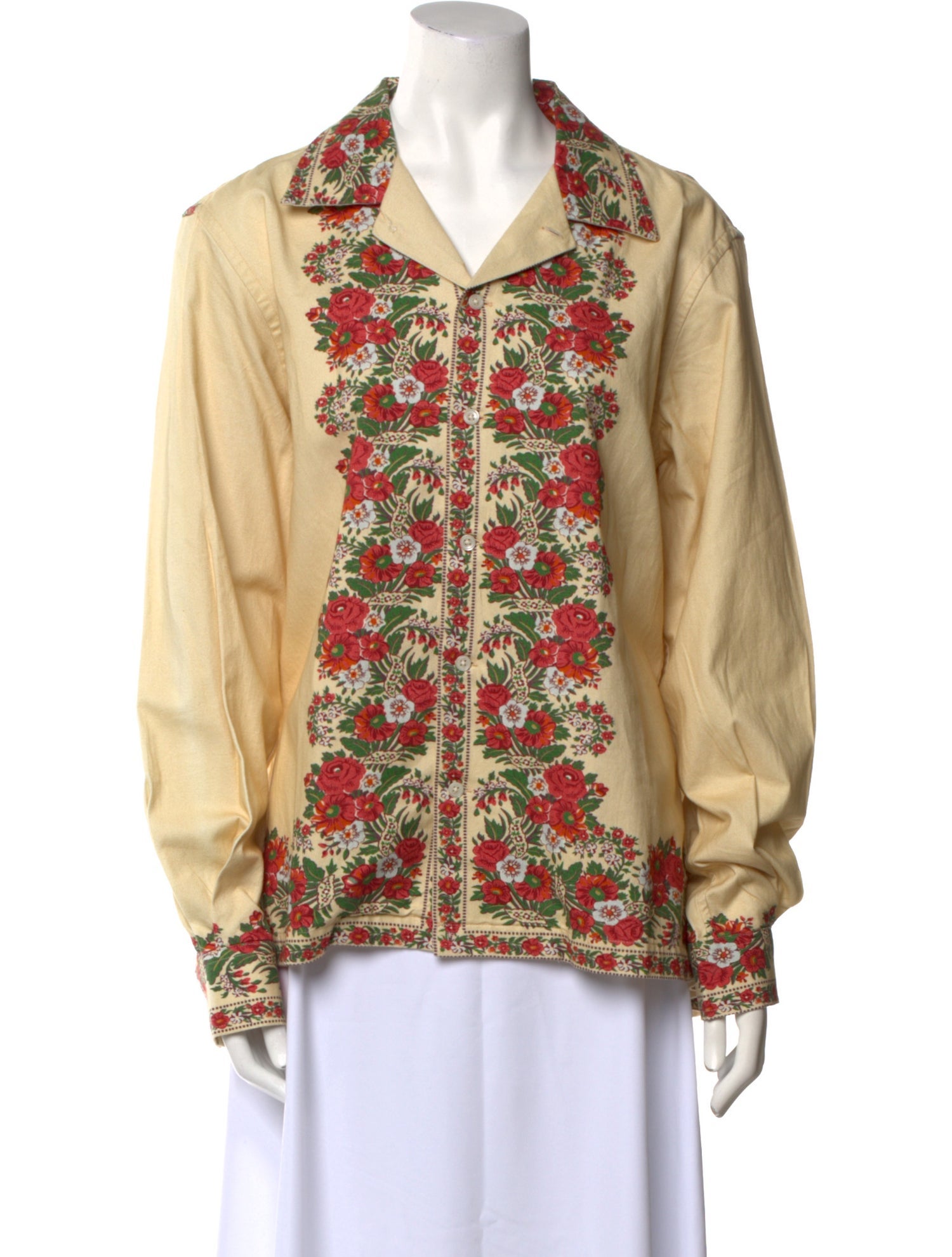 BODE Printed Long Sleeve Button-Up Top