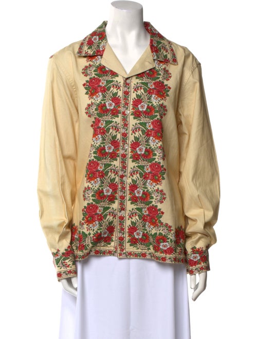 BODE Printed Long Sleeve Button-Up Top