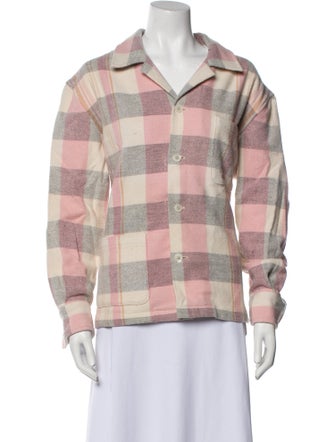 BODE Wool Plaid Print Button-Up Top