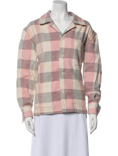 BODE Wool Plaid Print Button-Up Top