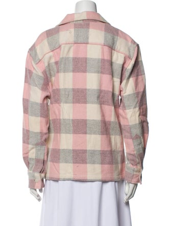 BODE Wool Plaid Print Button-Up Top