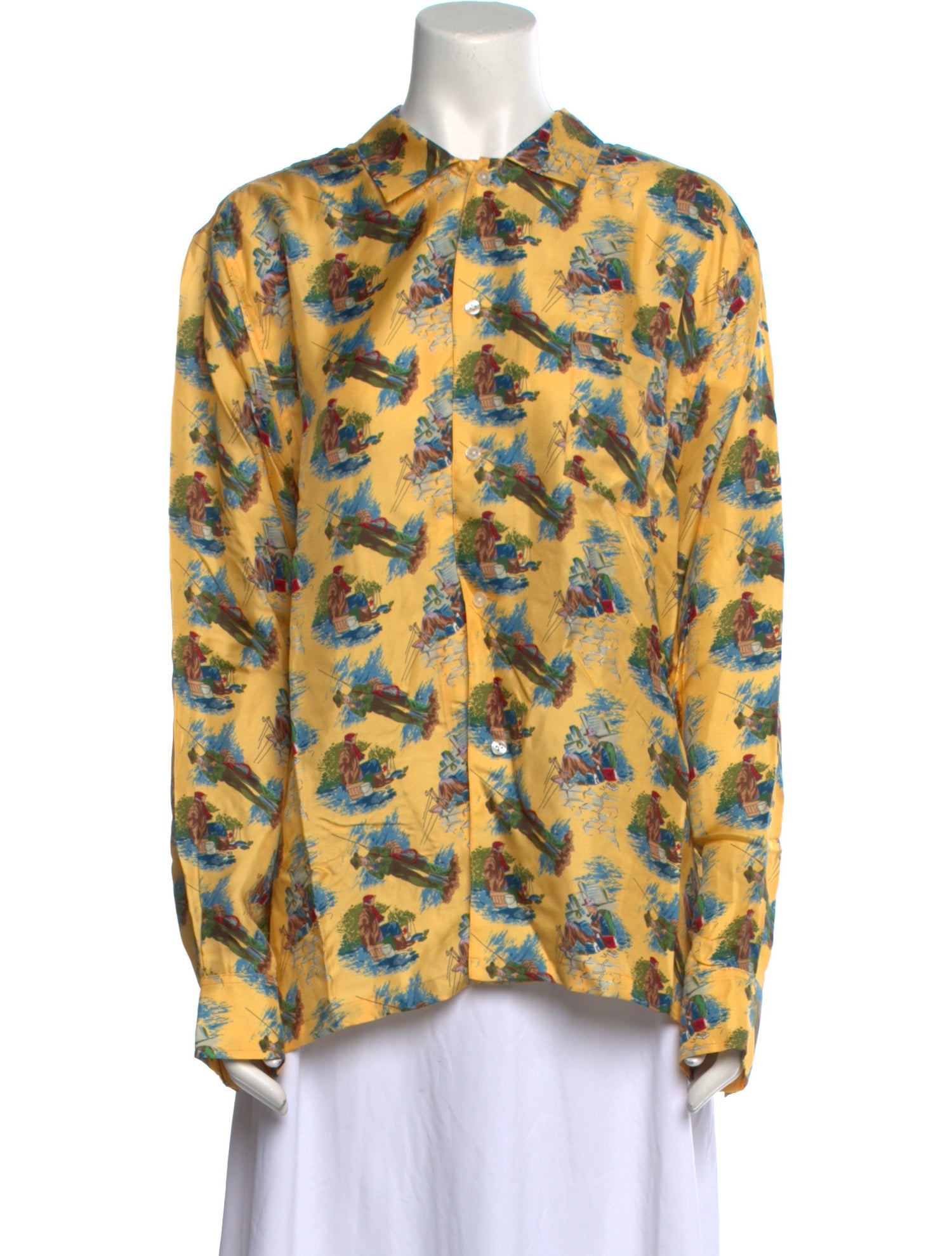 BODE Silk Printed Button-Up Top
