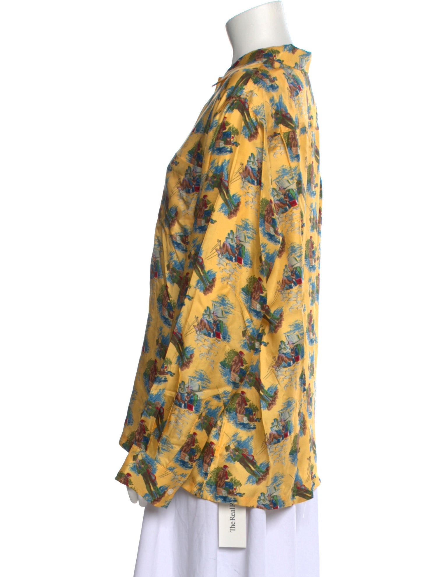 BODE Silk Printed Button-Up Top