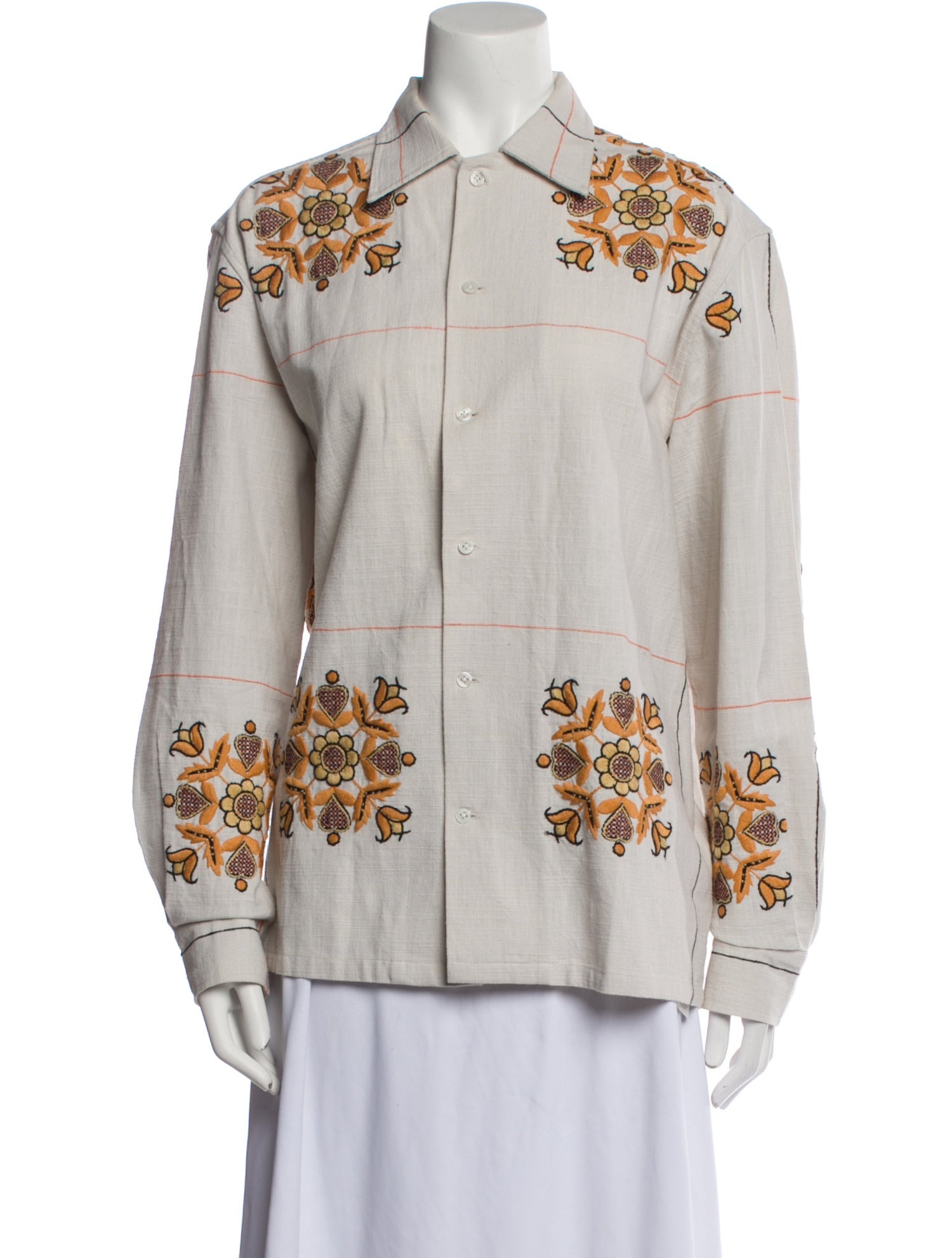 BODE Printed Long Sleeve Button-Up Top