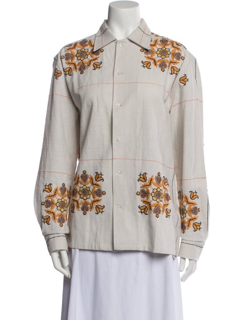 BODE Printed Long Sleeve Button-Up Top