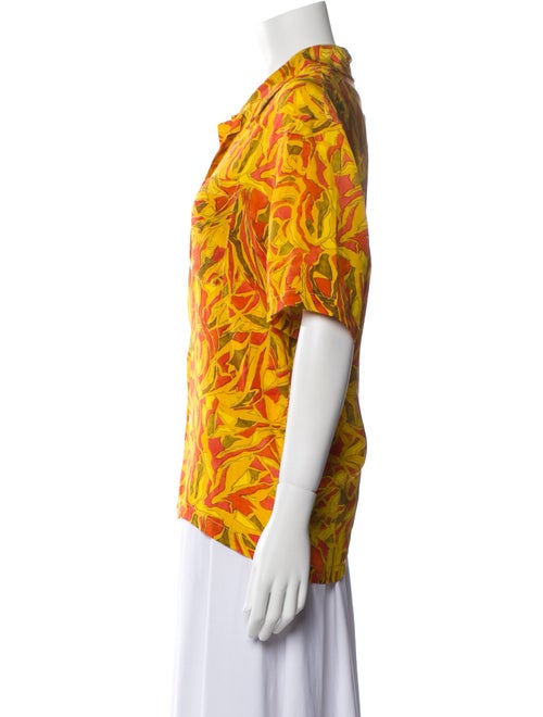 BODE Silk Floral Print Button-Up Top