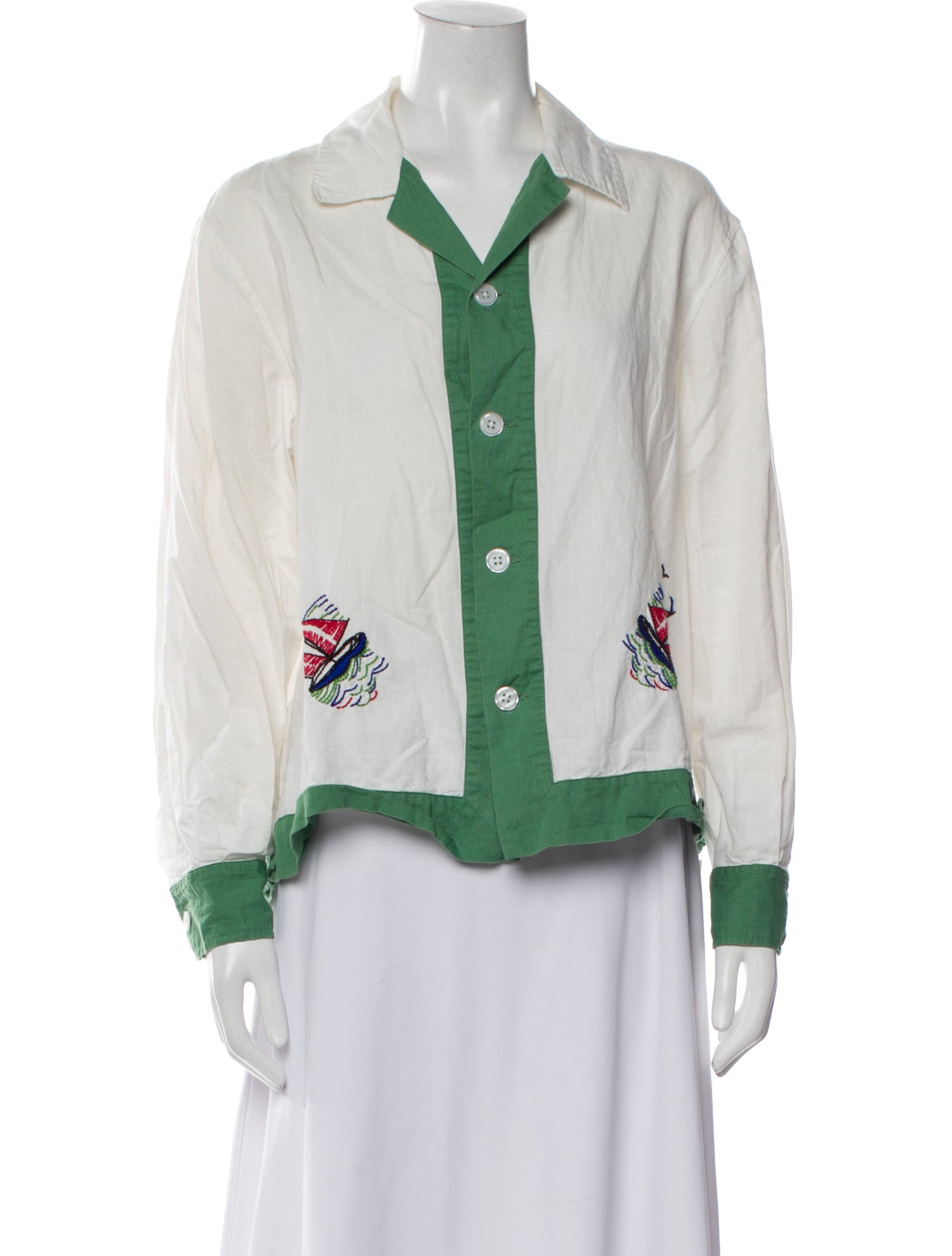 BODE Linen Printed Button-Up Top