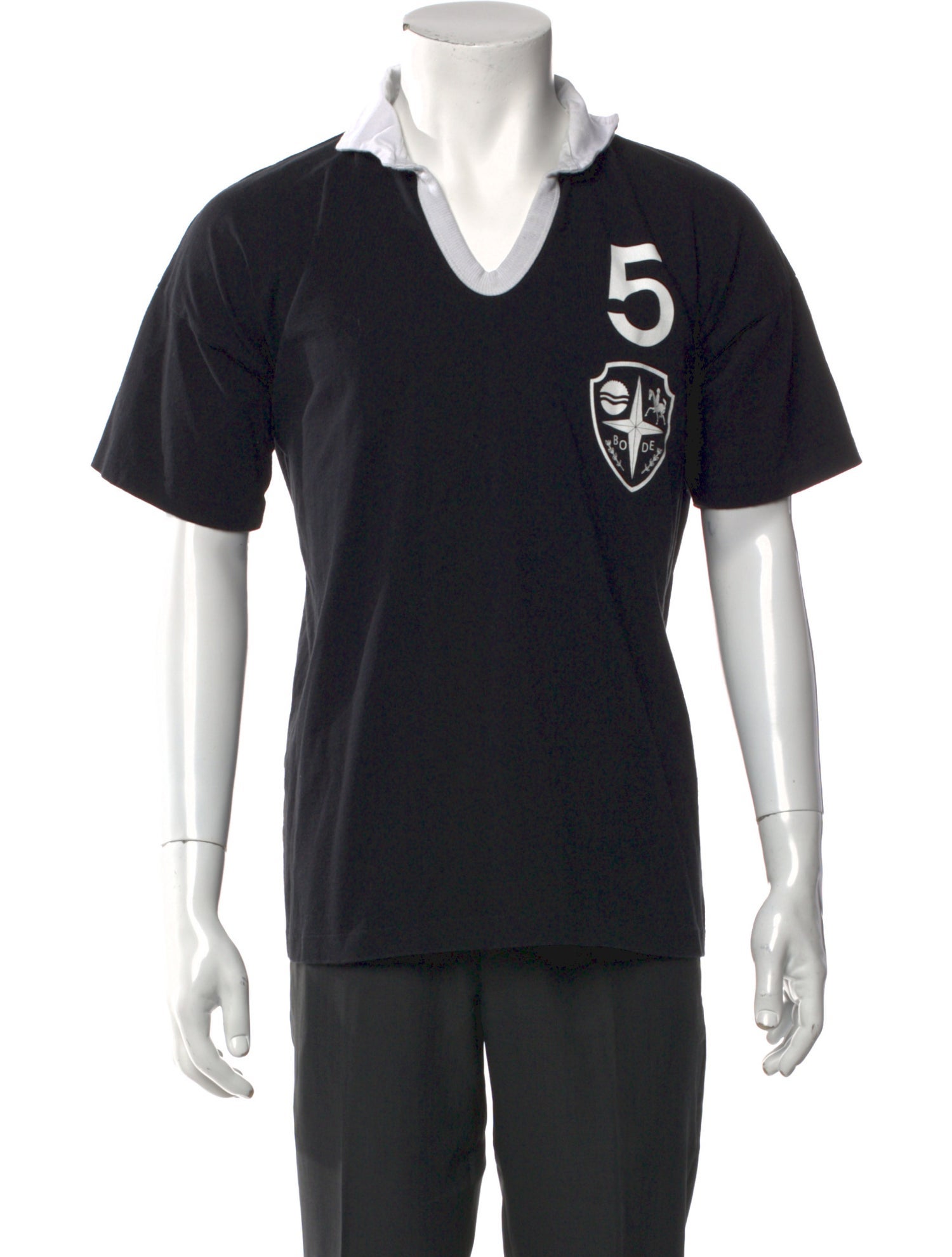 Malbon Golf Striped Collar Polo Shirt - Blue Polos, Clothing
