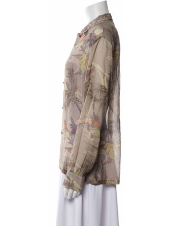 BODE Silk Printed Button-Up Top