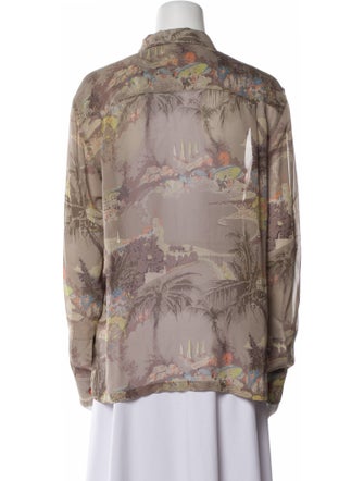 BODE Silk Printed Button-Up Top