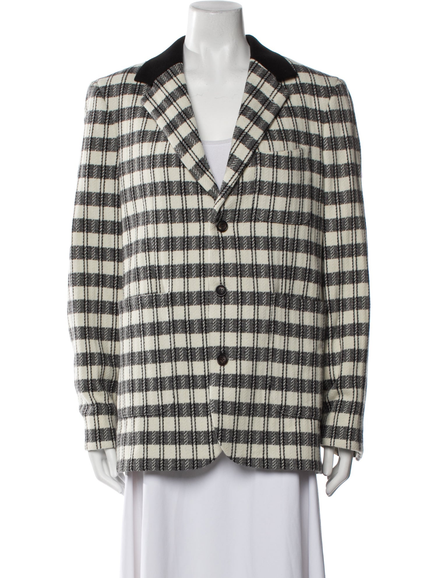 BODE Wool Plaid Print Blazer