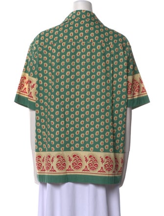 BODE Printed V-Neck Button-Up Top