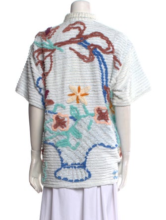 BODE Striped Short Sleeve Button-Up Top