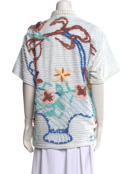 BODE Striped Short Sleeve Button-Up Top