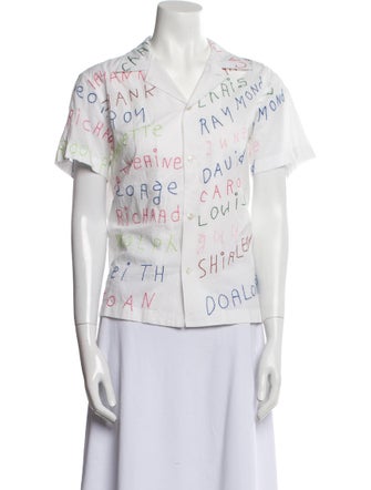 BODE Printed Short Sleeve Button-Up Top
