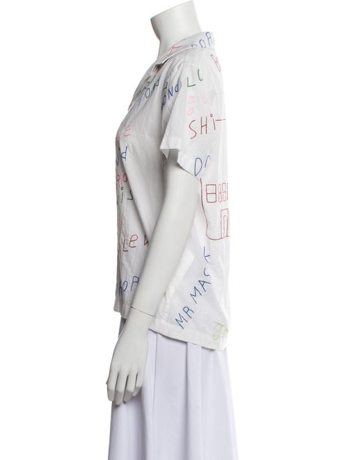 BODE Printed Short Sleeve Button-Up Top