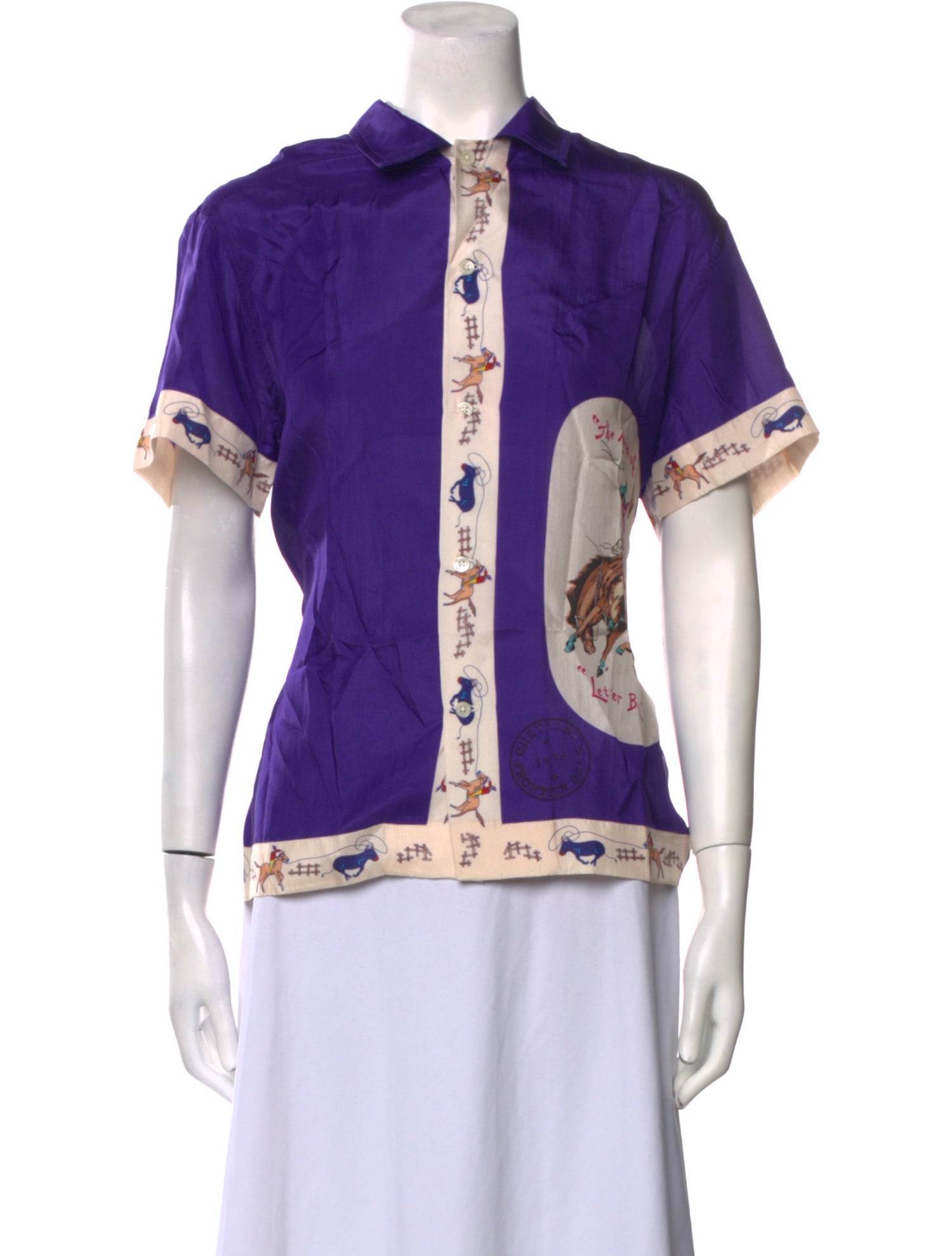 BODE Silk Short Sleeve Button-Up Top w/ Tags