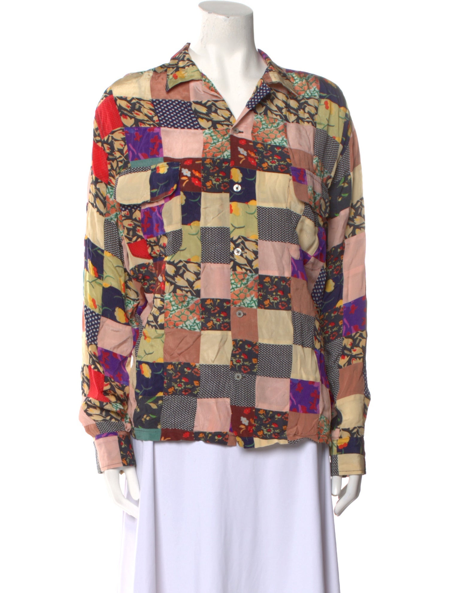 BODE Printed Long Sleeve Button-Up Top