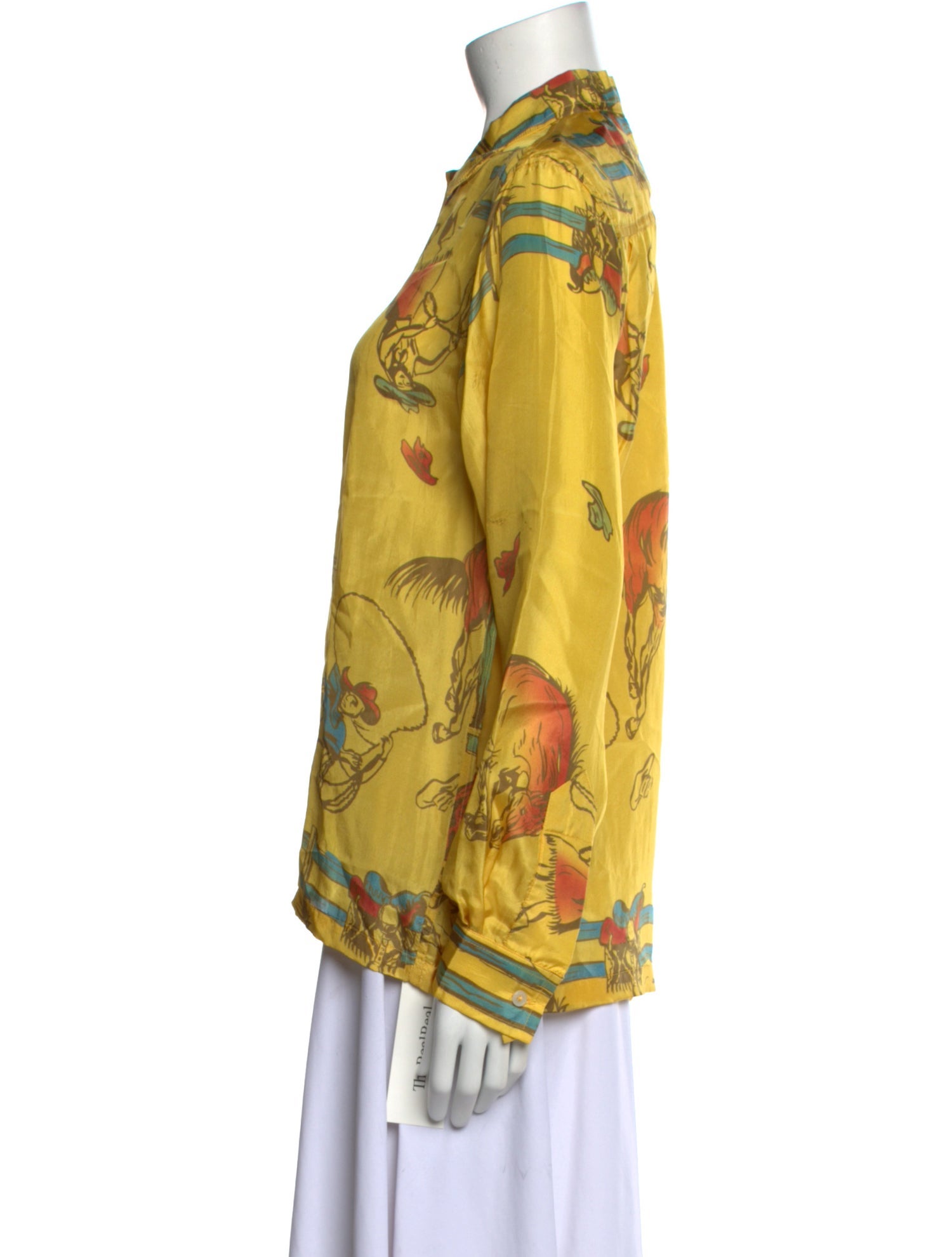 BODE Silk Printed Button-Up Top