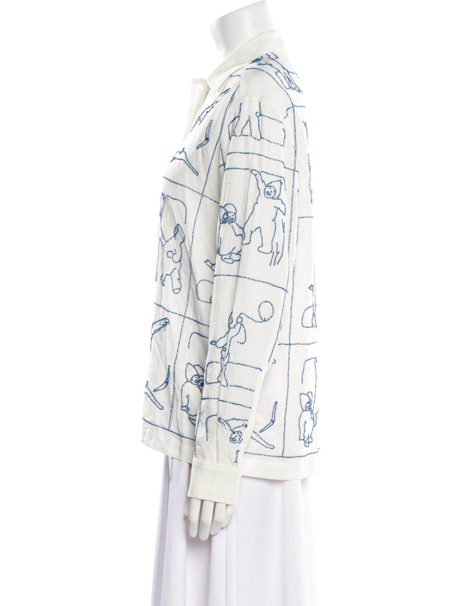 BODE Linen Printed Button-Up Top