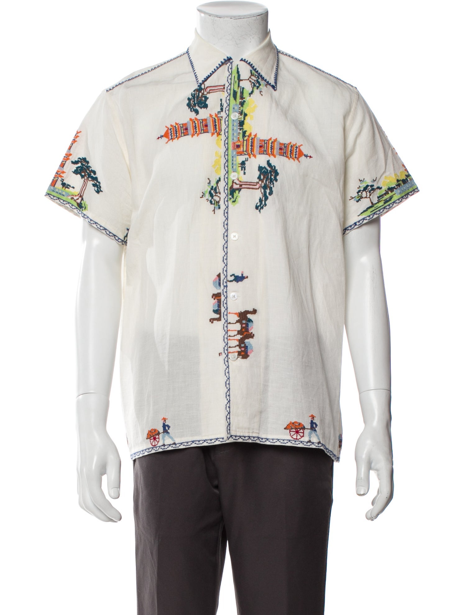 BODE Floral Print Short Sleeve Shirt