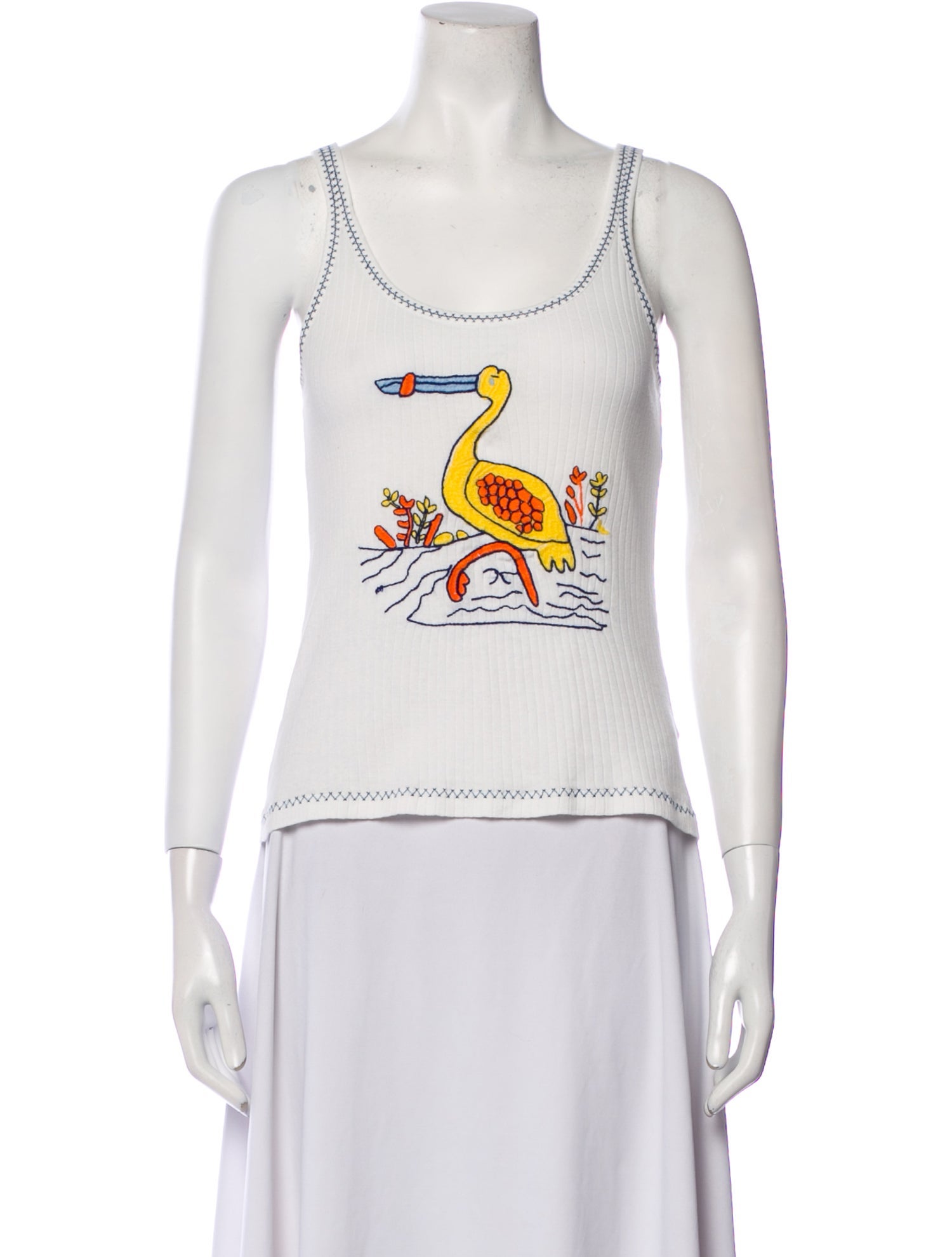 BODE Graphic Print Scoop Neck Top