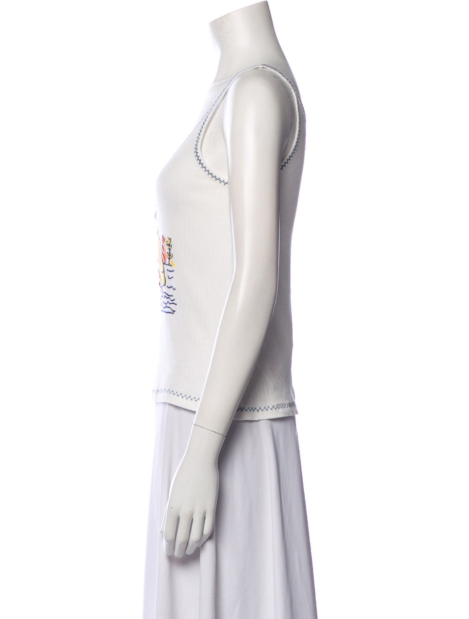 BODE Graphic Print Scoop Neck Top