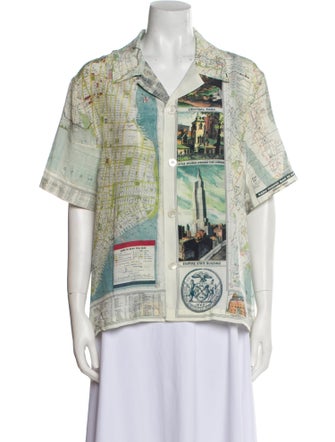 BODE Silk Printed Button-Up Top