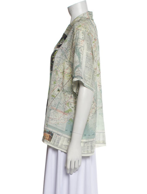 BODE Silk Printed Button-Up Top