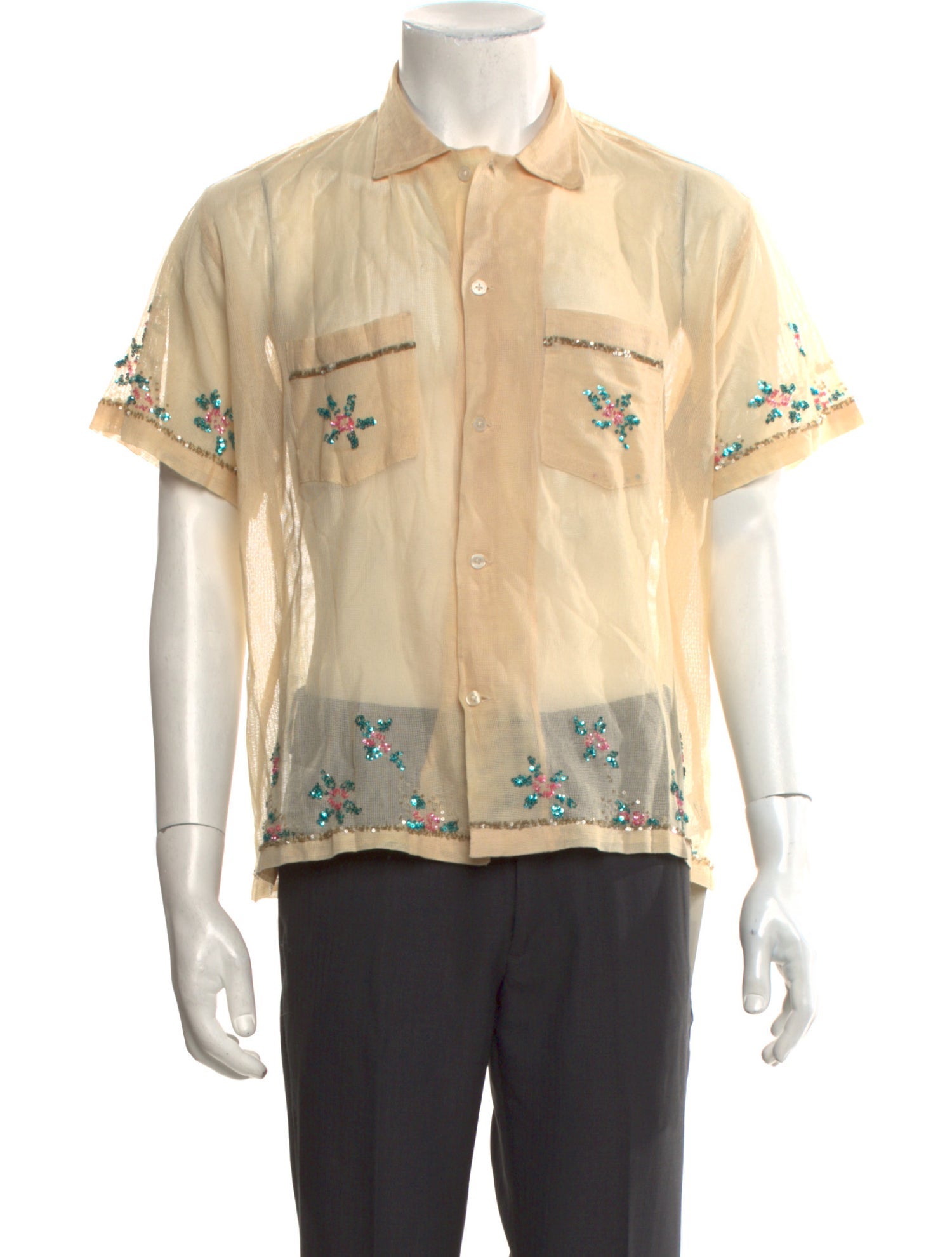 BODE Floral Appliqué Patterned Shirt w/ Tags