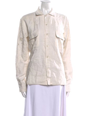 BODE Linen Long Sleeve Button-Up Top