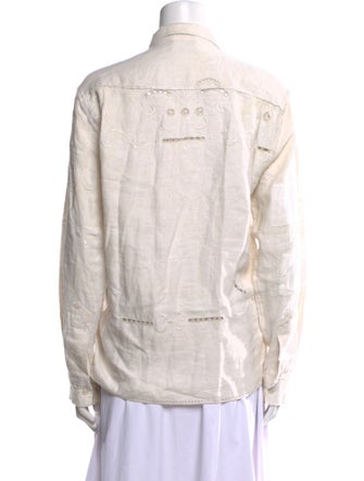 BODE Linen Long Sleeve Button-Up Top