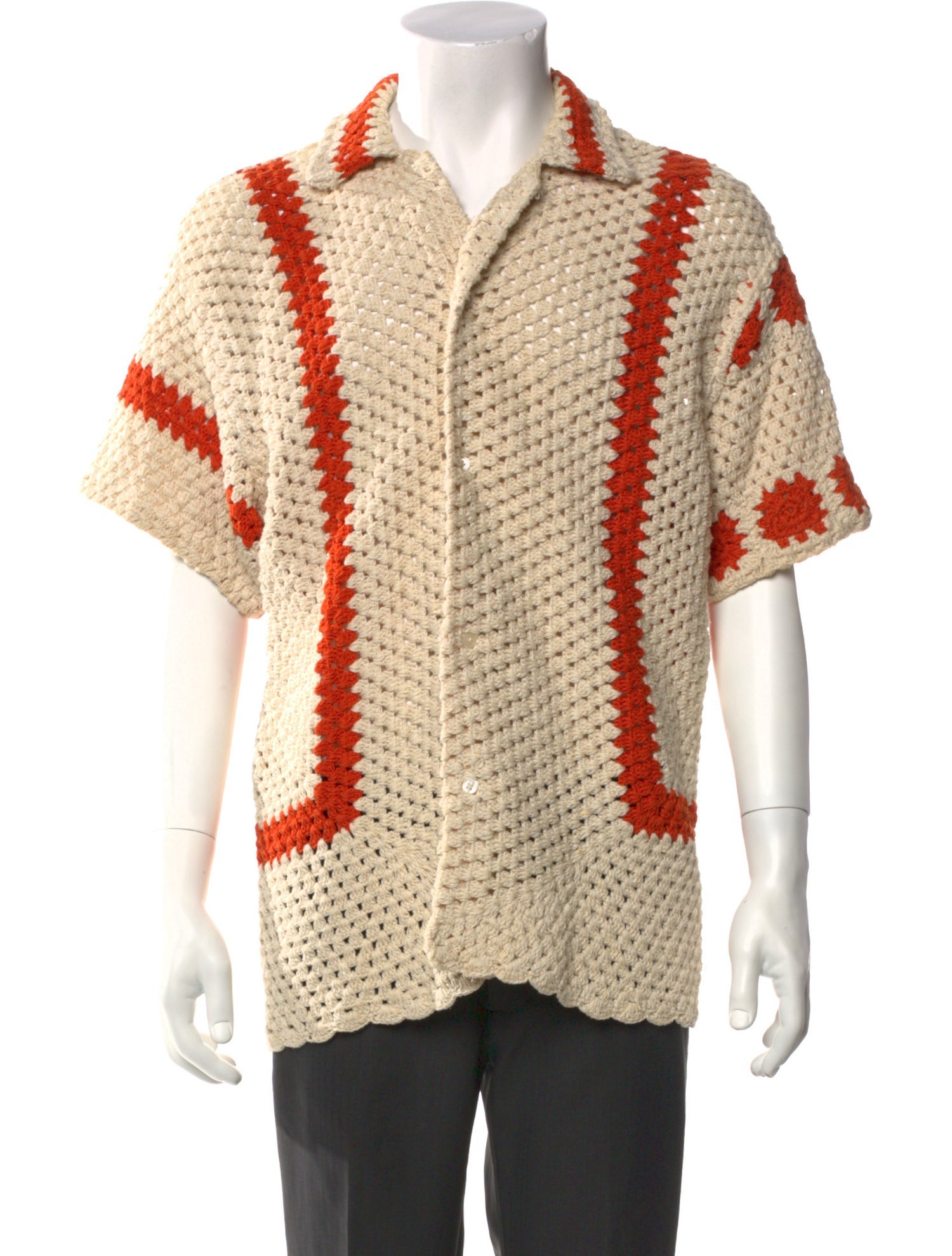 BODE Colorblock Pattern Short Sleeve Shirt