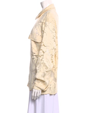 BODE Lace Pattern Long Sleeve Button-Up Top