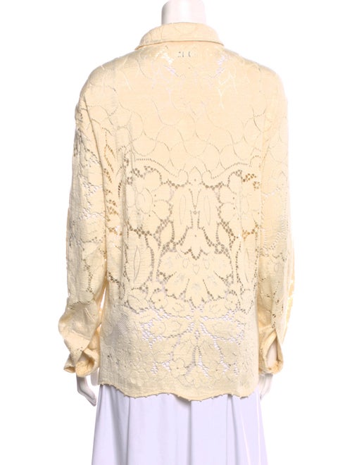 BODE Lace Pattern Long Sleeve Button-Up Top