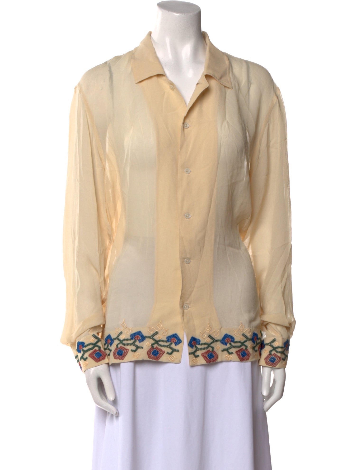 BODE Silk Long Sleeve Button-Up Top w/ Tags